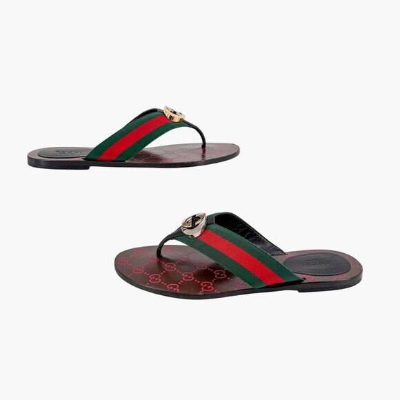 Gucci Kika Red Interlocking GG Thong Flip Flop Sandals Flat Size 39 US 9 Women's - Picture 8 of 14